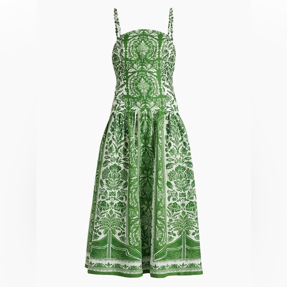 FARM Rio Dresses & Skirts - FARM Rio Green and White Botanical Print Midi Dress